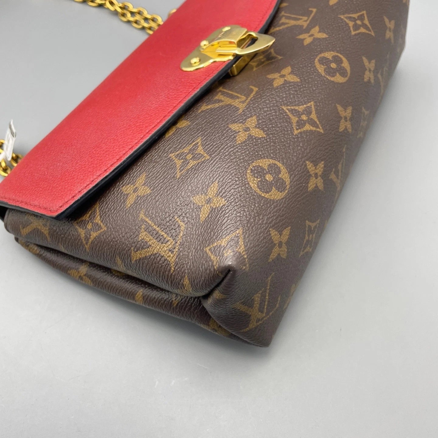 Louis Vuitton Saint Monogram Chain Shoulder Bag Brown Gold Hardware Women