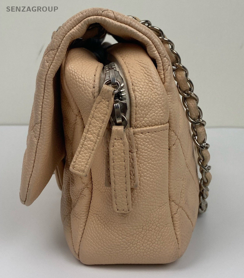Chanel Classic Flap Easycoco Chain Shoulder Bag Crossbody Beige Silver Women