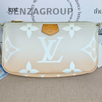 Louis Vuitton Pink White Gold Chain Crossbody Bag Women Fashion