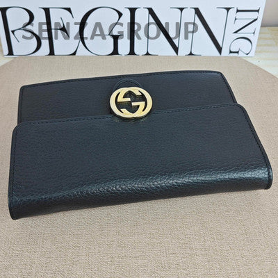 Gucci Black Gold GG Leather WOC Accordion Chain Shoulder Crossbody Bag