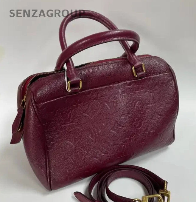 Louis Vuitton Speedy Monogram Top Handle Bag Crossbody Purple Gold Women Classic