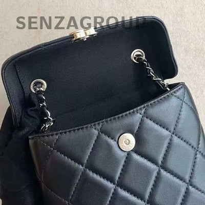 Chanel Black Lambskin Milk Box Bag Gold Chain Quilted Classic Crossbody