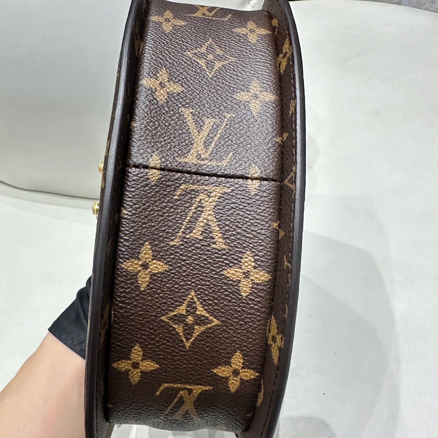 LV Tilsitt Monogram Brown Gold Buckle Handbag Shoulder Bag Women