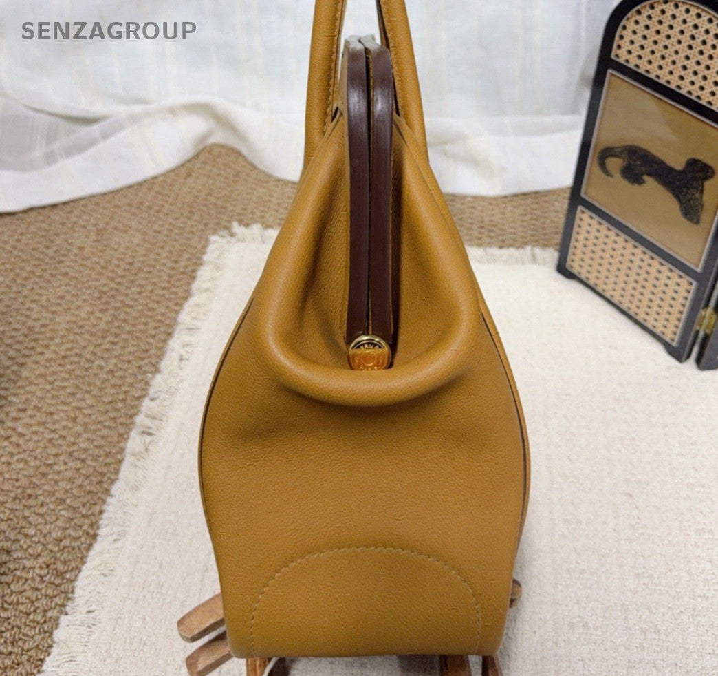 Hermes Convoyeur26 Top Handle Bag Brown Gold Used Women Classic