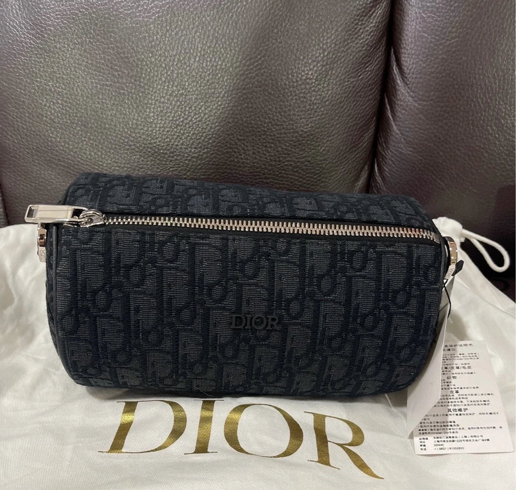 Dior Black Logo Roller Cylinder Shoulder Crossbody Bag