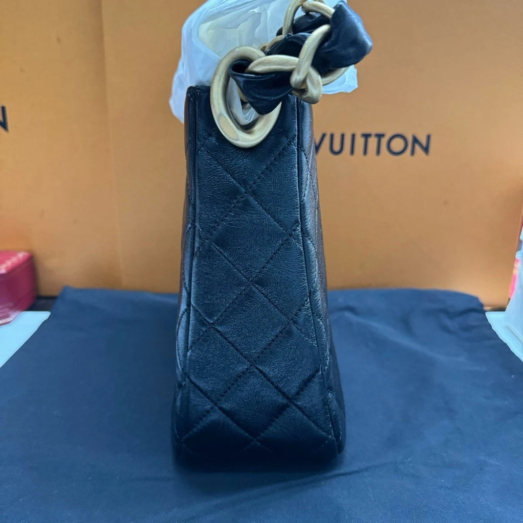 CHANEL Large Black Gold Hobo Shoulder Bag For Women
