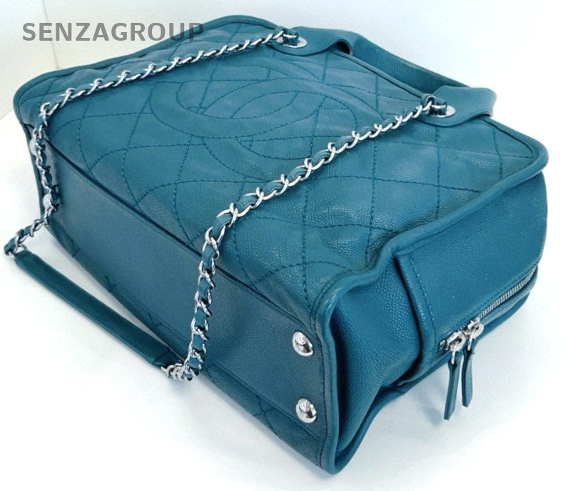 CHANEL Bowling caviar Chain Top Handle Shoulder bag Women Lake Green