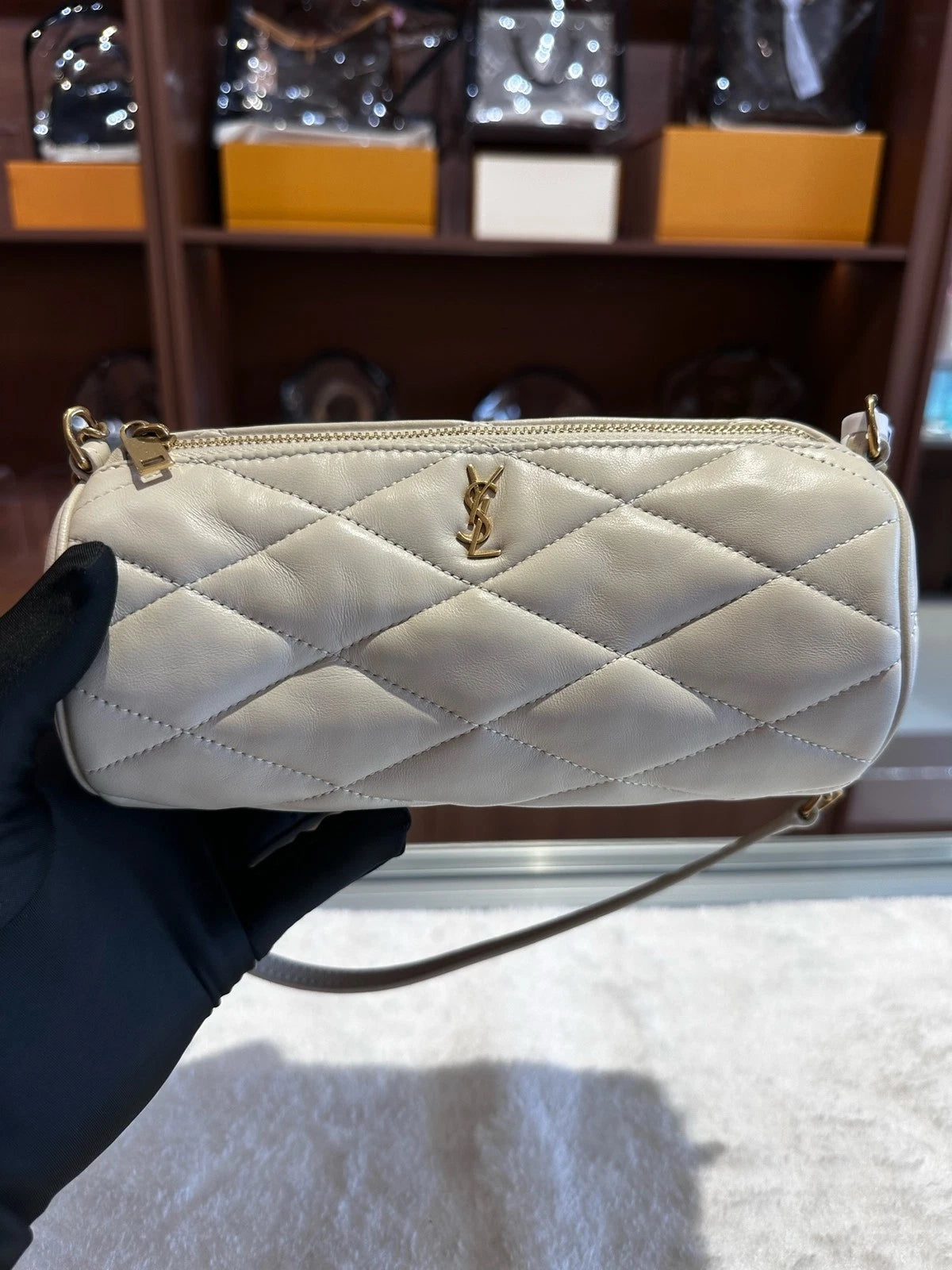Saint Laurent Lambskin Cylinder Underarm Shoulder Bag For Women