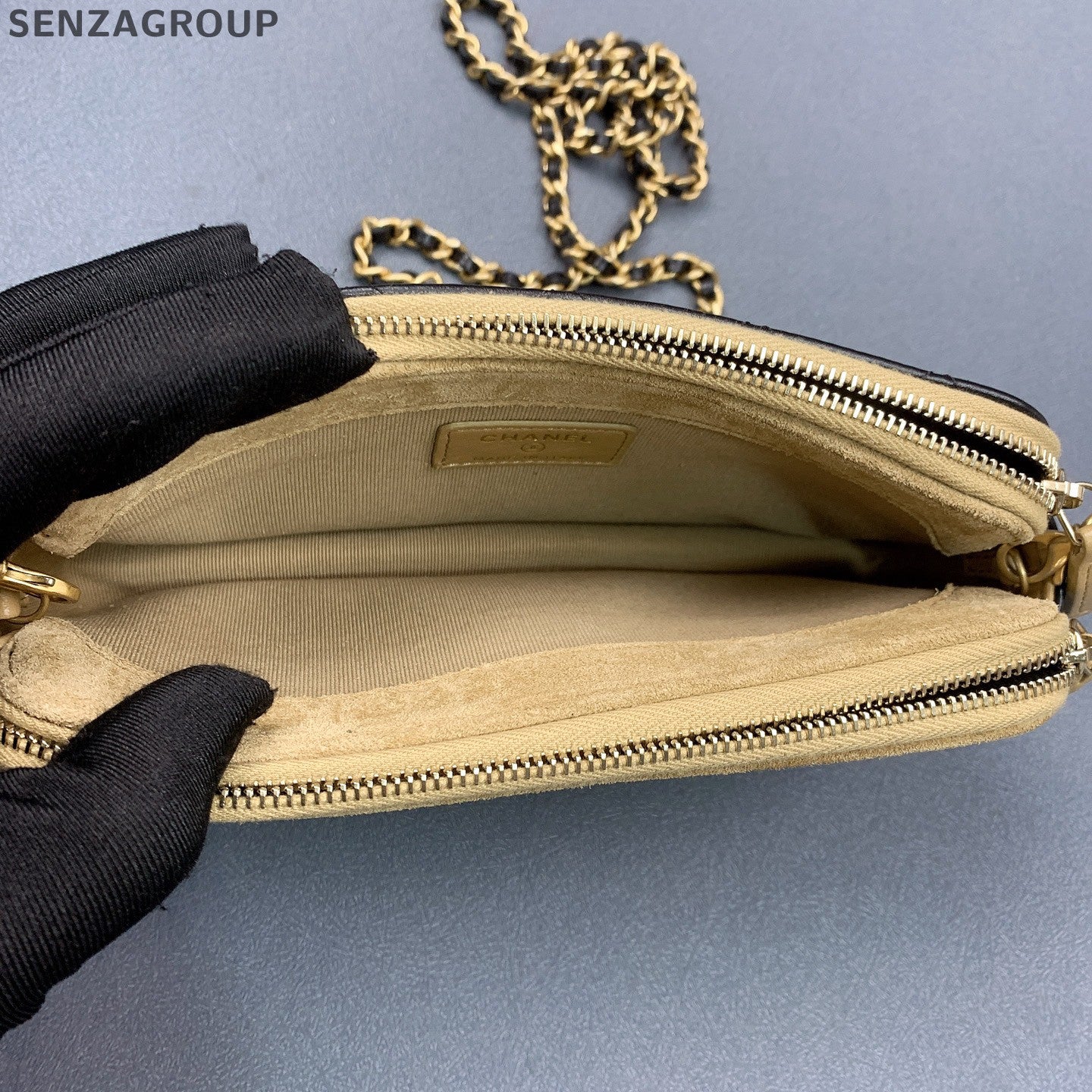 Chanel Suede & Leather Dual Zip Camera Bag Chain Shoulder Crossbody