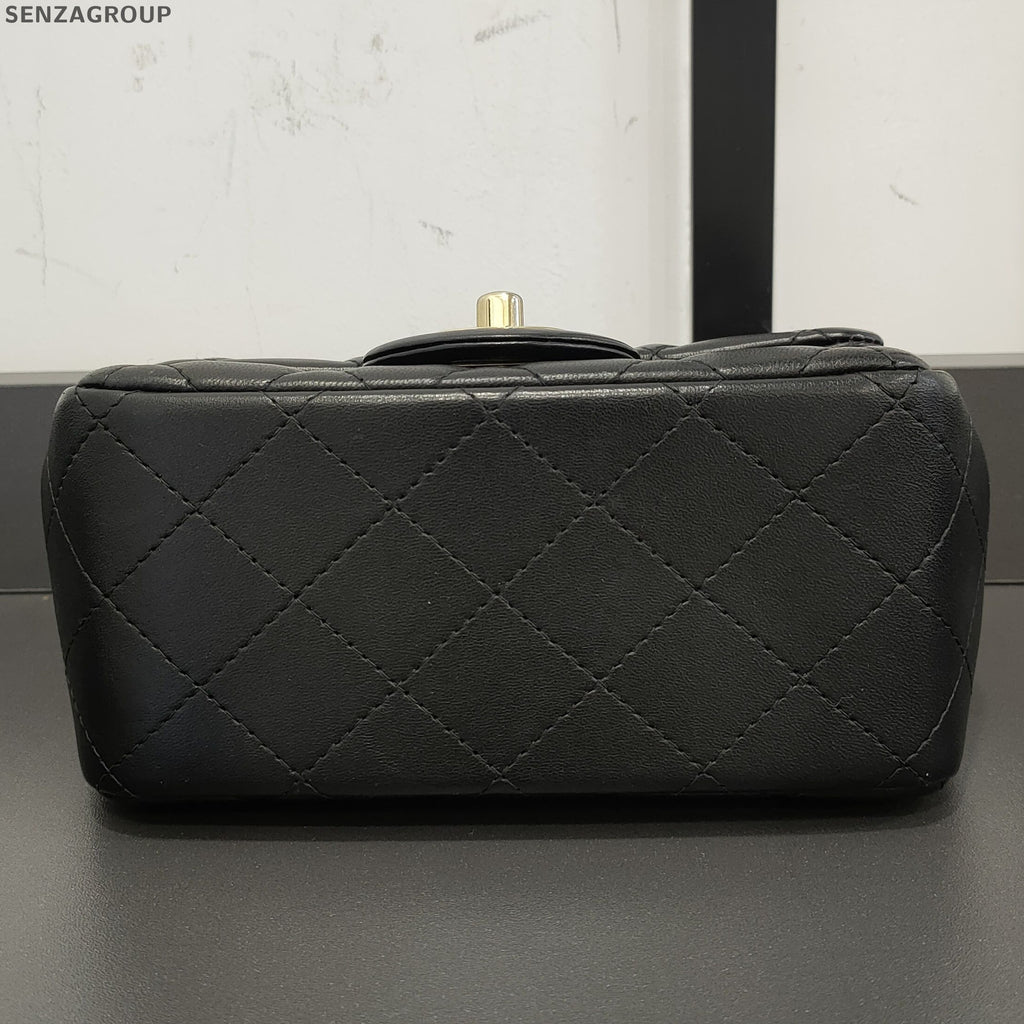 Chanel Classic Flap Black Gold Lambskin Quilted Shoulder Crossbody Bag