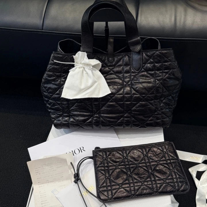 Christian Dior Toujours Tote Cannage Calfskin Top Handle Shoulder Bag D