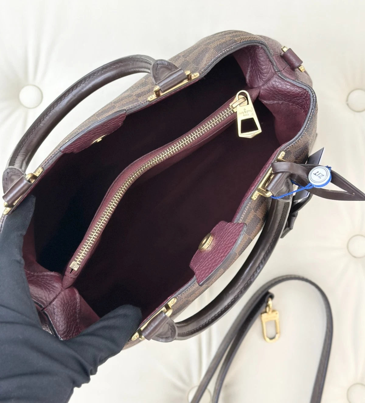 Louis Vuitton Brittany BB Damier Ebene Red Crossbody Bag Top Handle Bag Women S