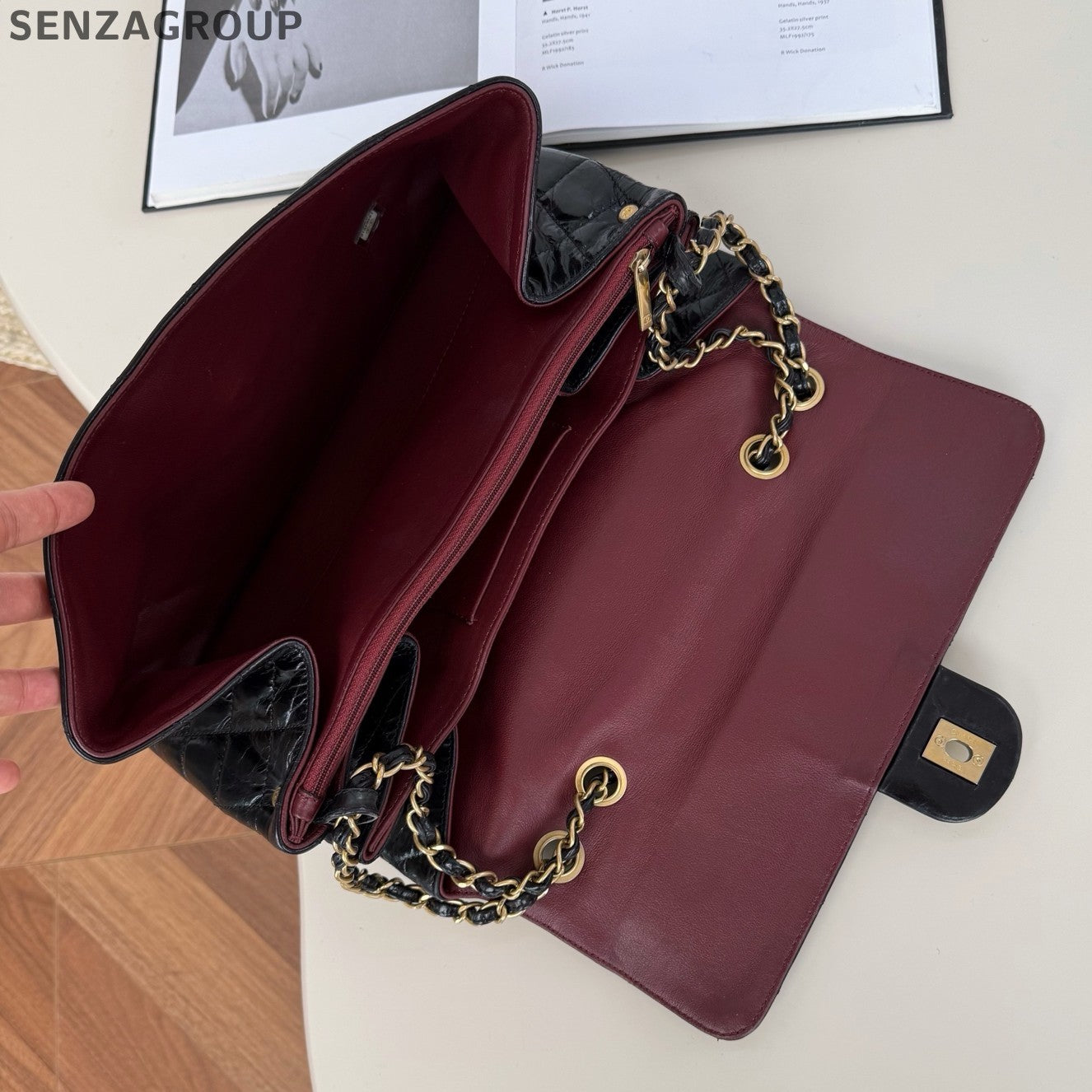 Chanel Classic Flap Chain Shoulder Bag Black Gold Women Fashion Diamond