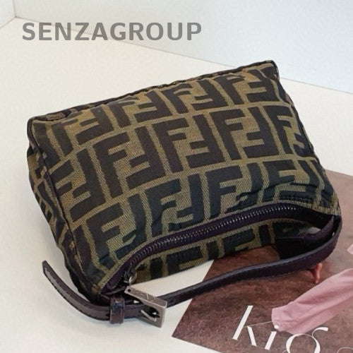 Fendi Hobo Vintage Top Handle Bag Brown Black Used Women Classic Designer