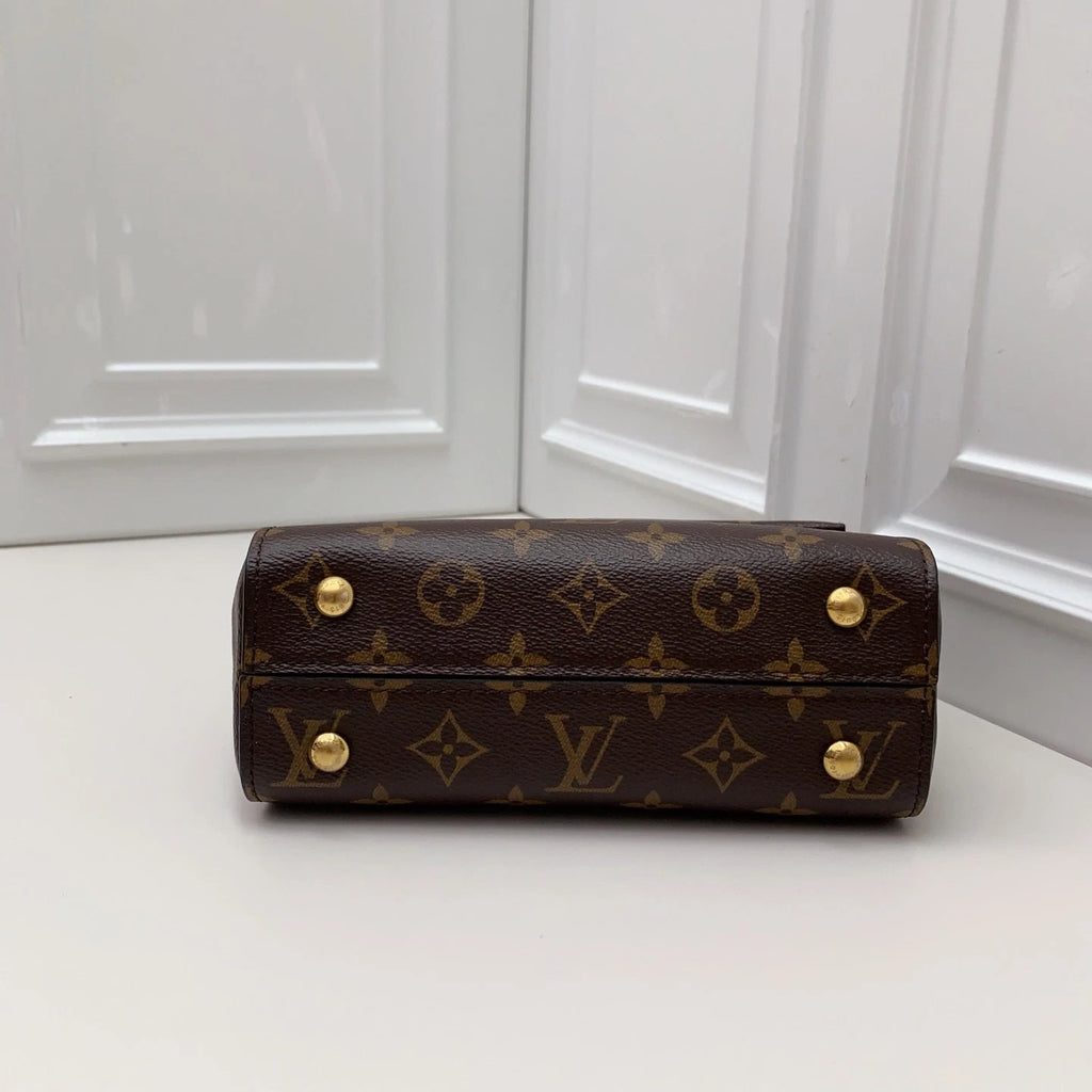 Louis Vuitton Cluny Brown Gold Crossbody Top Handle Excellent