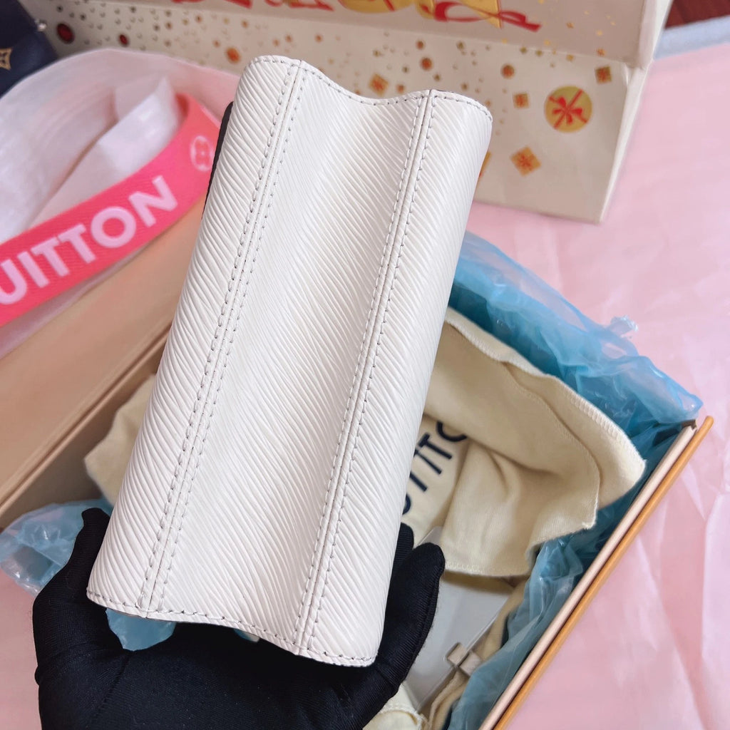 Louis Vuitton Twist PM Top Handle Crossbody White Gold Women Classic