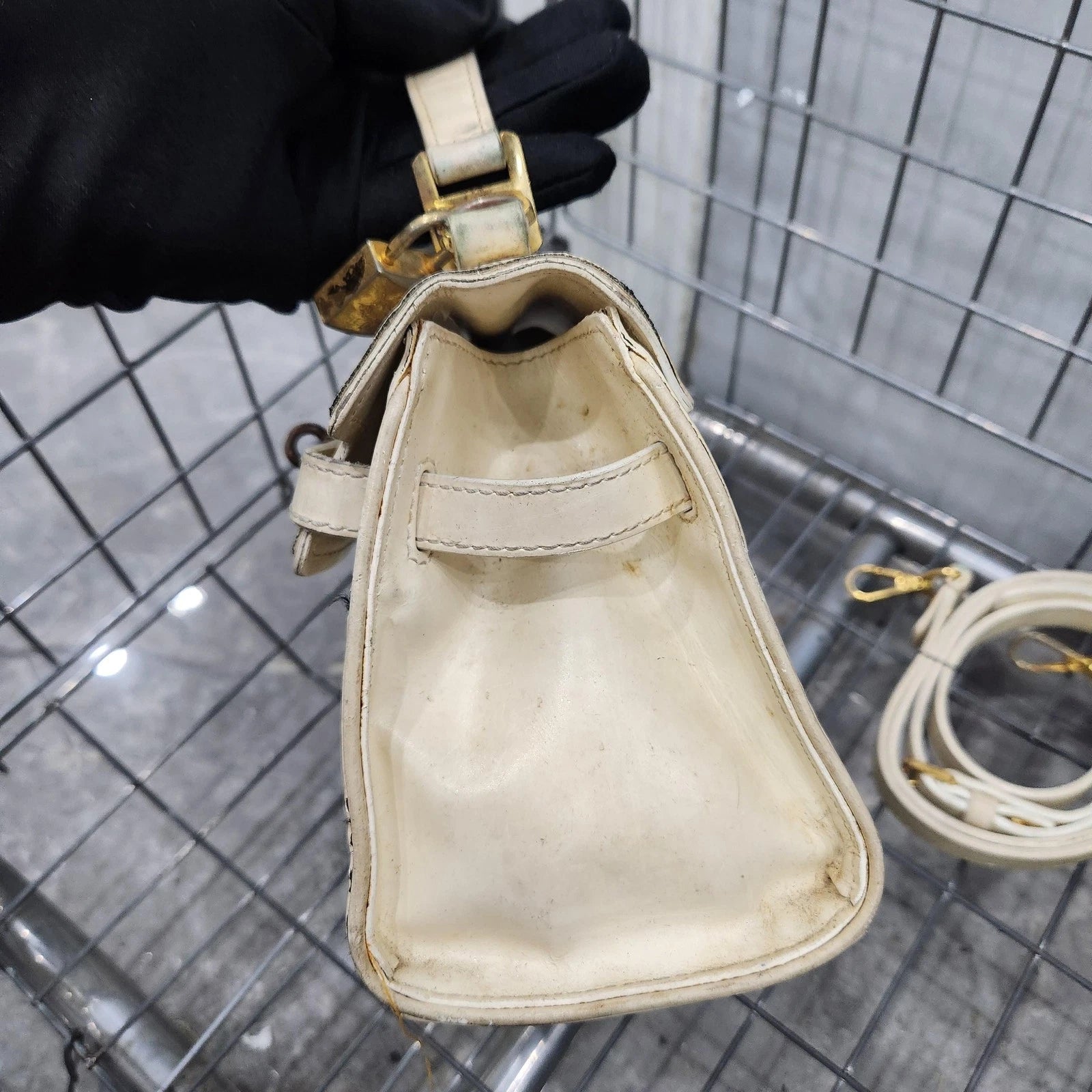MCM White Monogram Mini Kelly Handbag Shoulder Crossbody Women