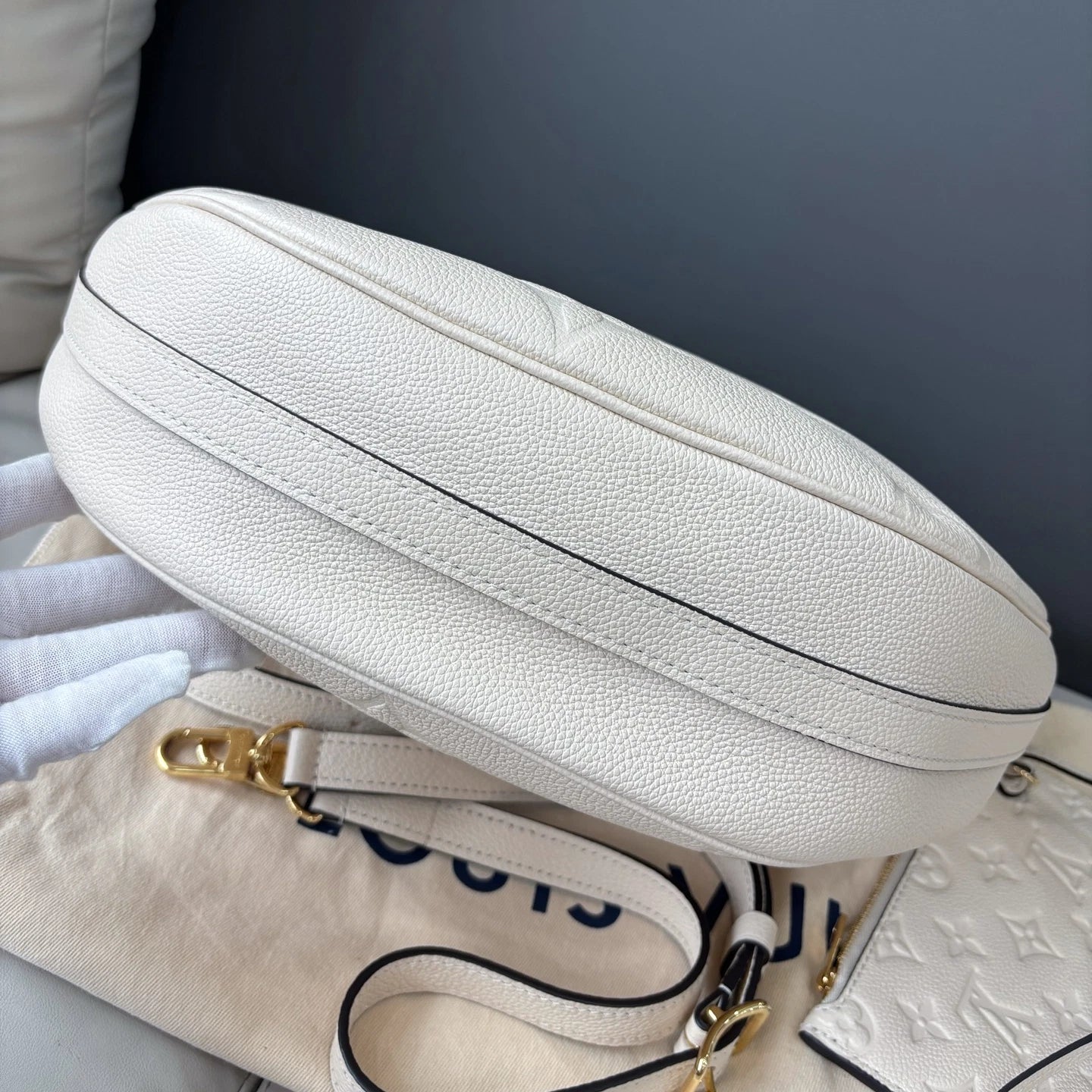 Authentic Louis Vuitton Loop Hobo White Monogram Empreinte Shoulder Bag GHW
