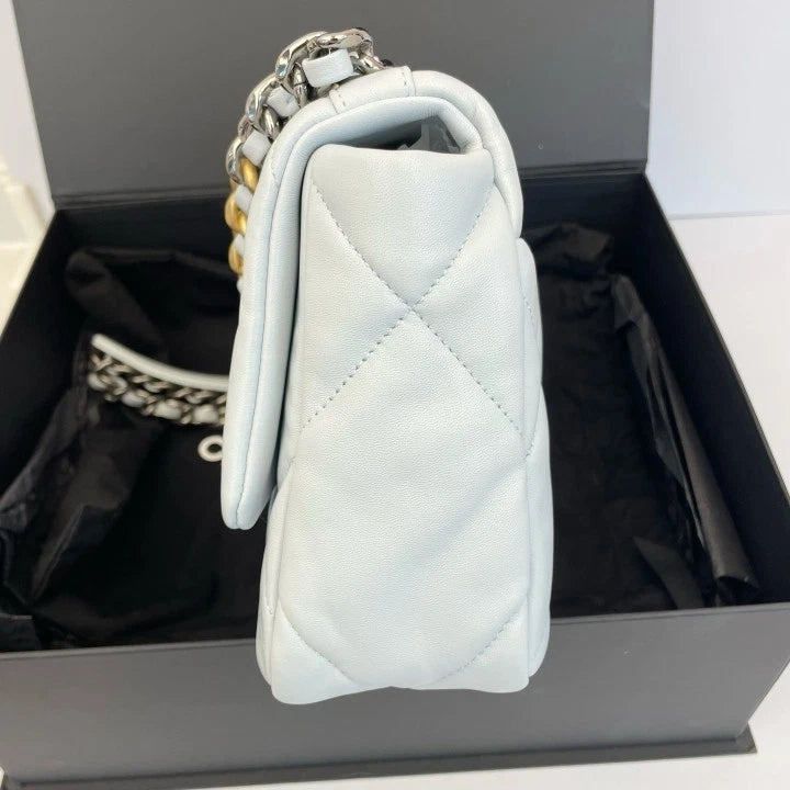 CHANEL 19Bag Baby Blue Lambskin Shoulder Bag For Women