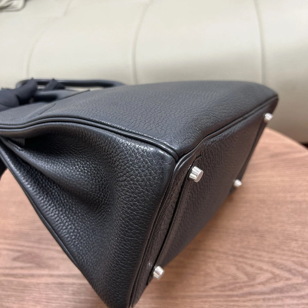 Authentic Hermes Birkin 30 Tote Togo Top Handle Bag Black Silver Hardware
