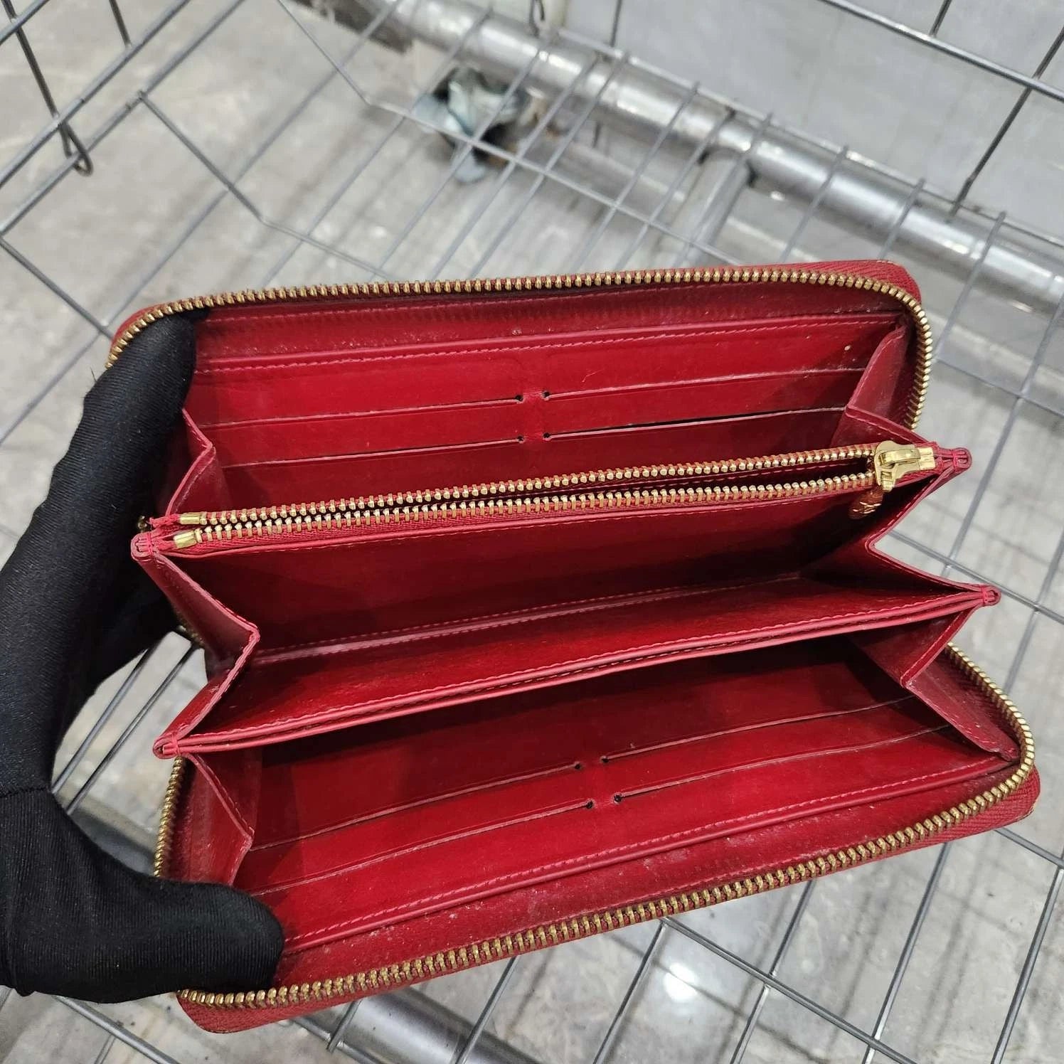 Louis Vuitton Red Patent Leather Long Wallet Clutch For Women