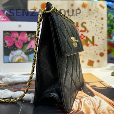 Chanel Quilted Chain Backpack Black Gold Classic Fashion Women's Bag