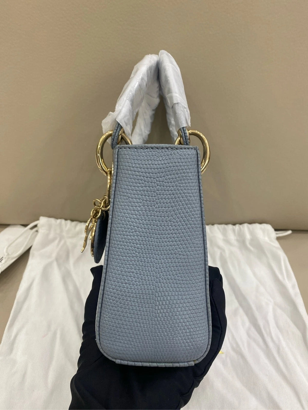 Dior Lady Dior Blue Crossbody Top Handle Excellent