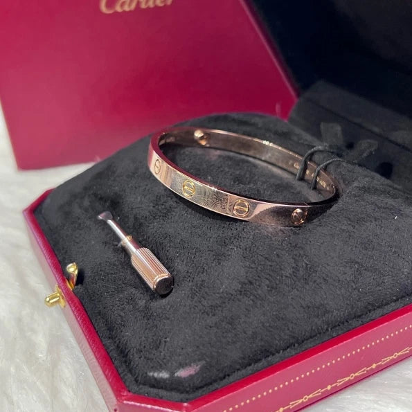 Excellent Cartier Love Classic 6.1mm Bracelet Rose Gold Double Screw Size18