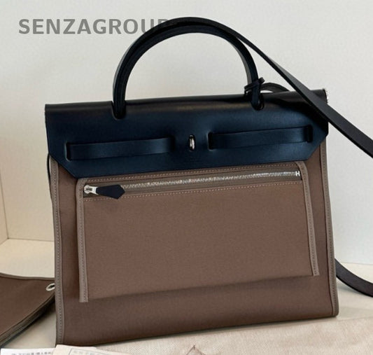 Hermes Herbag31 Top Handle Bag Crossbody Gray Silver Women Classic