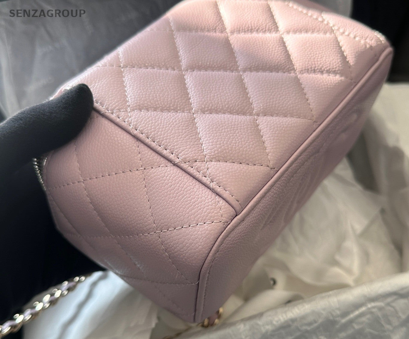 Chanel Vanity Case Chain Shoulder Bag Crossbody Pink Gold Diamond Women Classic