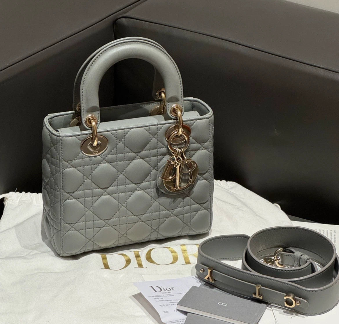 Christian Dior Lady Dior 2Ways Top Handle Bag Crossbody Women Dior Cannage