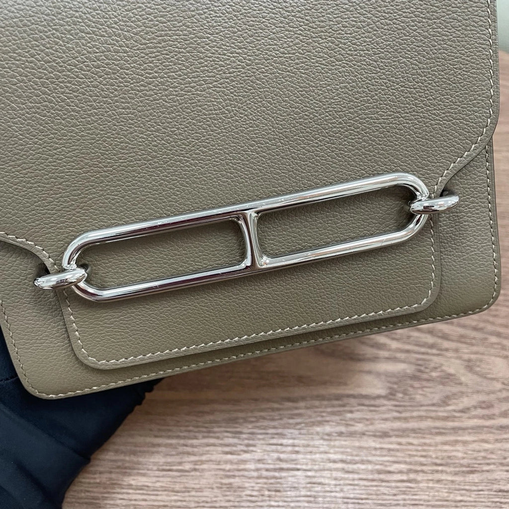 Hermes Roulis19 Evercolor Shoulder Bag Crossbody Gray Silver Women Classic