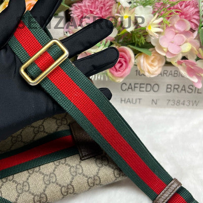 Gucci GG Supreme Belt Bag Brown Gold Buckle Women's Classic