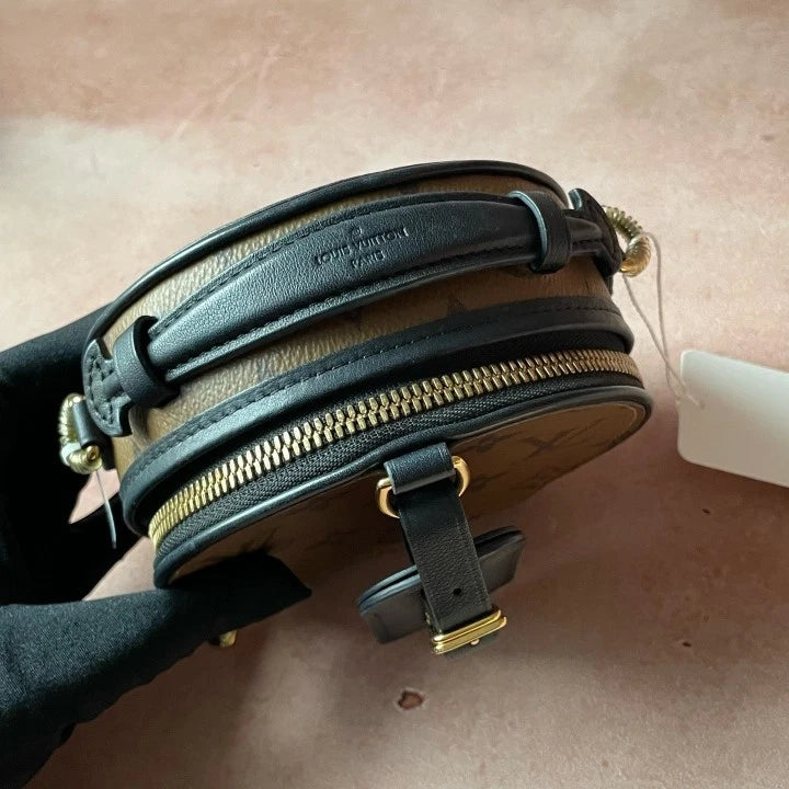 Louis Vuitton Mini Monogram Canvas Leather Round Crossbody For Women
