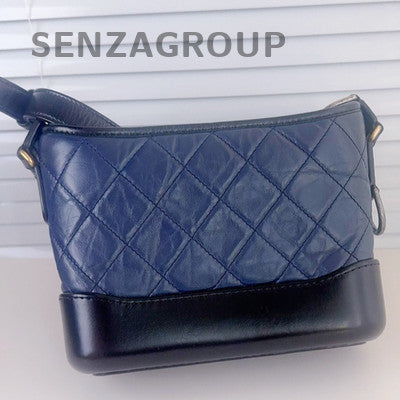 Chanel Blue Gold Small Gabrielle Hobo Bag Classic Quilted Calfskin Shoulder Bag