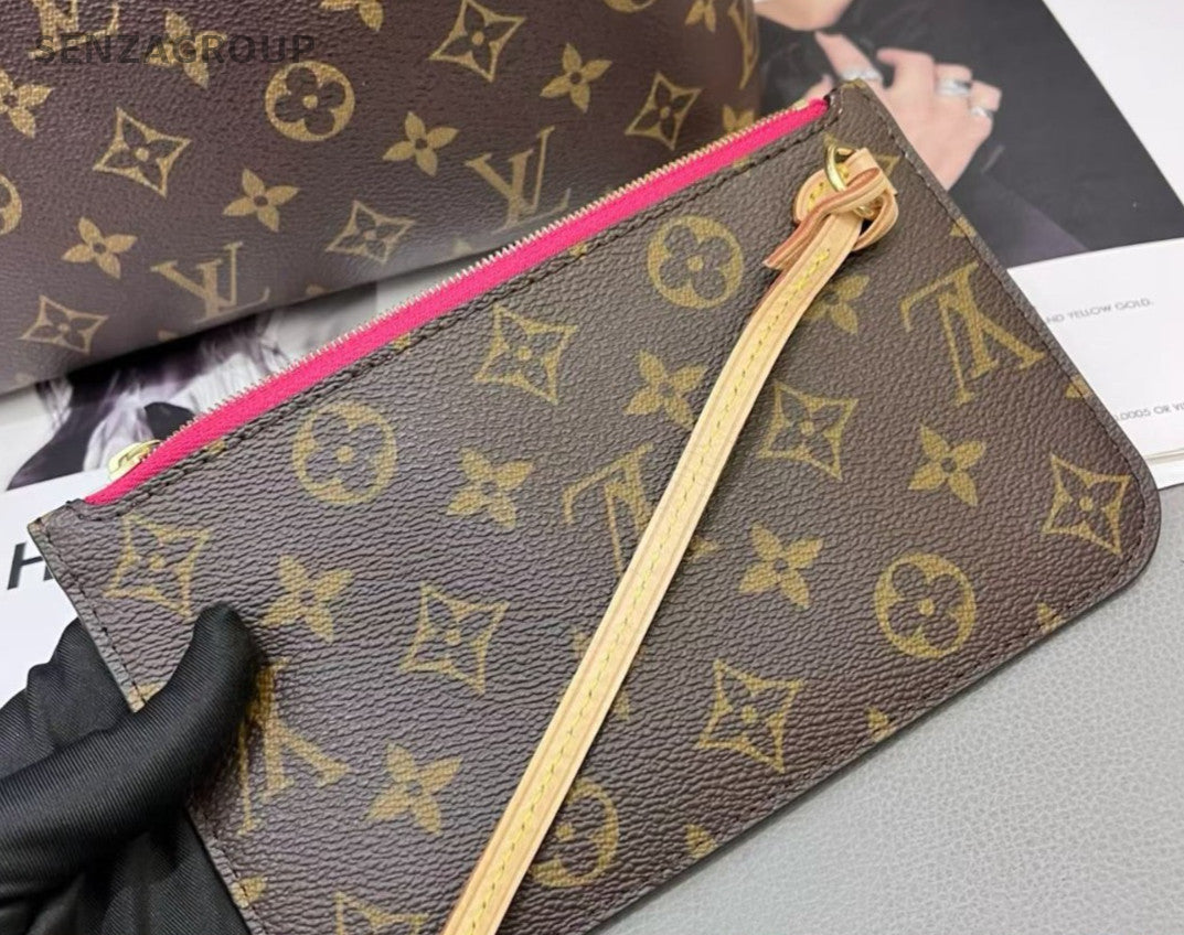 Louis Vuitton Neverfull PM Monogram Shoulder Bag Brown Gold Women Classic