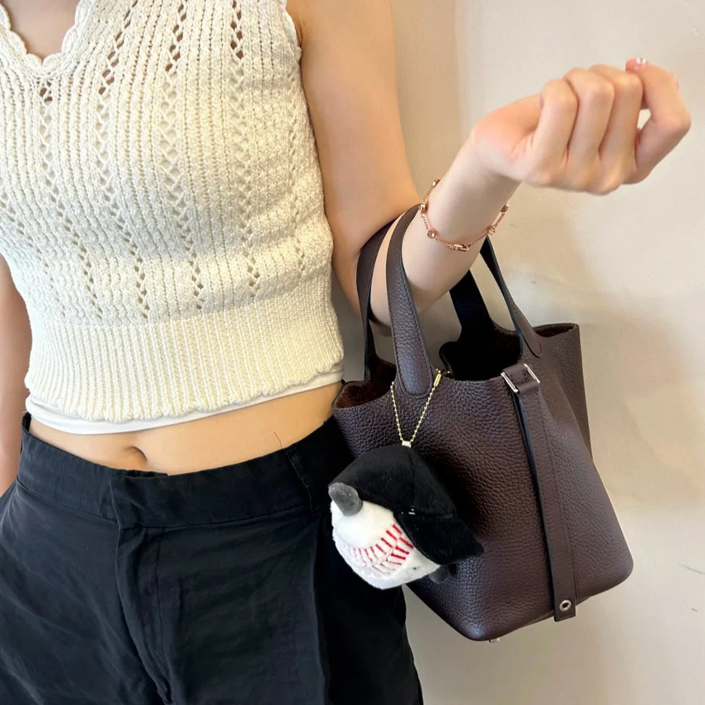 Excellent Condition Hermes Picotin18 Chocolate Brown Tote Handbag Silver