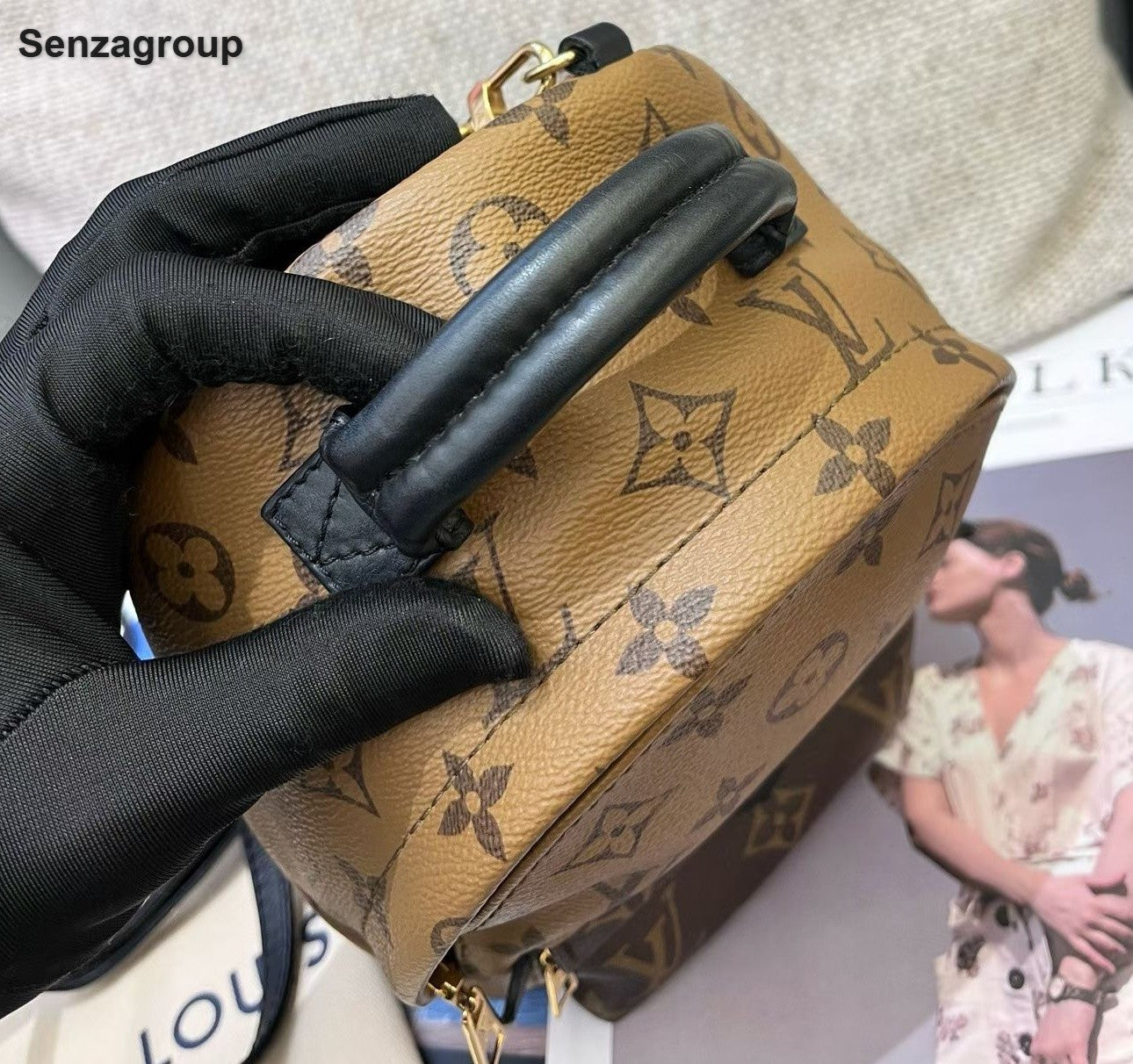 Louis Vuitton Palm Springs Mini Monogram Backpack Brown Gold Used Women Classic