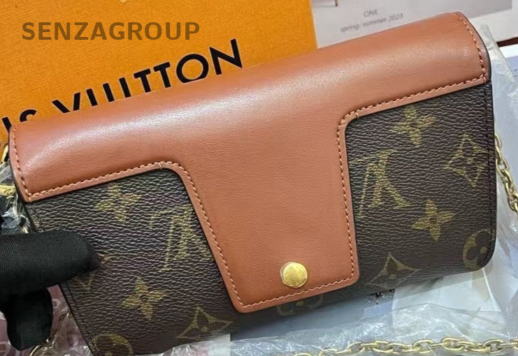 Louis Vuitton Padlock On Strap Monogram Chain Shoulder Bag Crossbody Brown Women