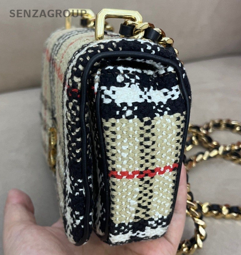 Burberry Lola Mini Chain Shoulder Bag Crossbody Beige Gold Women Classic Fashion