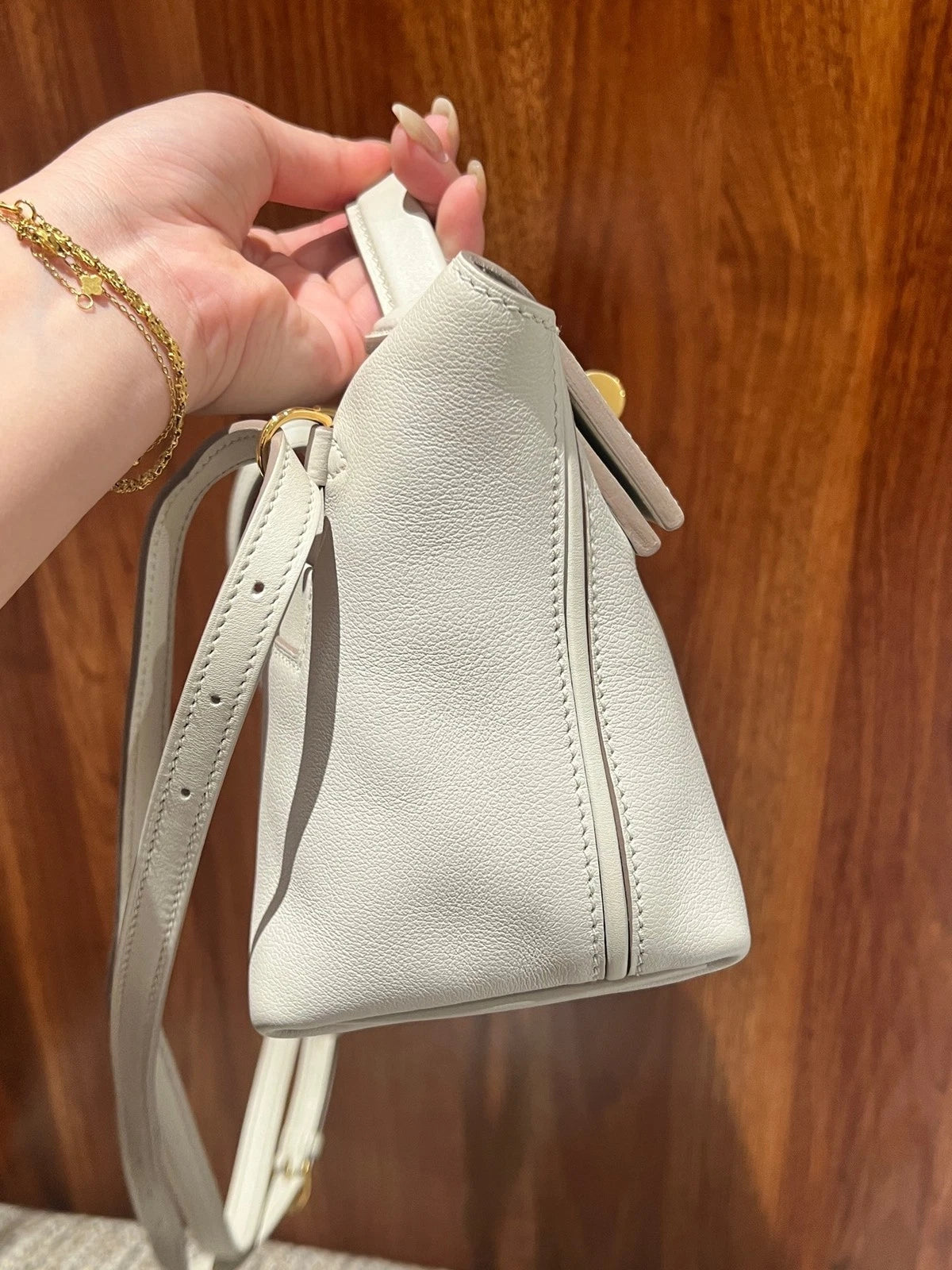 Hermes 2424 Mini White Gold Hardware Handbag For Women