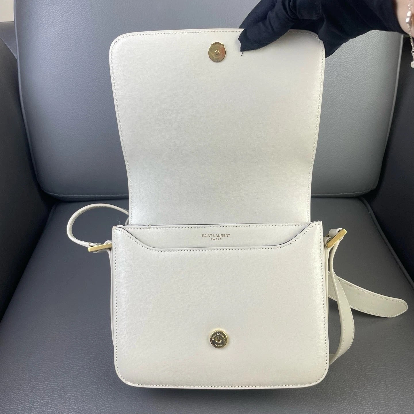 YSL Classic Calfskin Ivory White Shoulder Crossbody Bag For Women