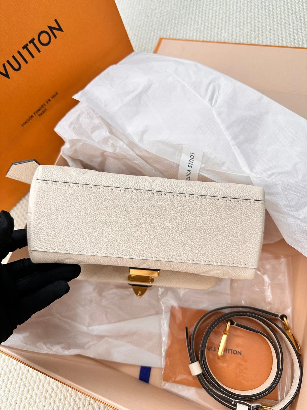 Louis Vuitton Madeleine Nano White Handbag Crossbody Bag Women