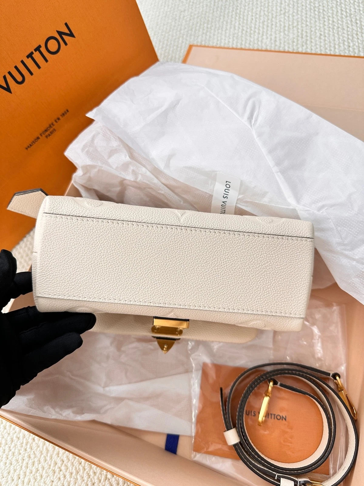 Louis Vuitton Madeleine Nano White Handbag Crossbody Bag Women