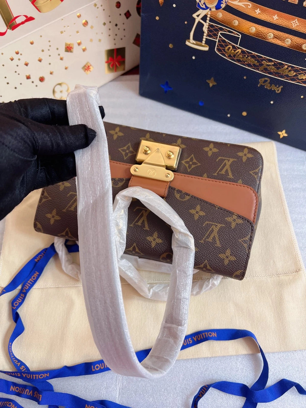 Louis Vuitton Marceau Monogram Shoulder Bag Brown Gold Women Classic