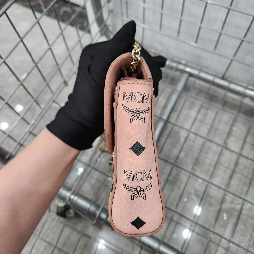 MCM Pink Monogram Chain Shoulder Crossbody For Women