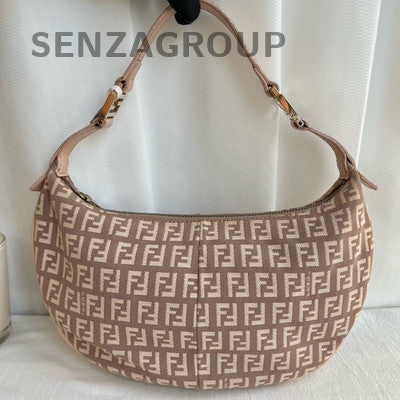 Fendi Pink Gold Buckle Monogram Tote Shoulder Bag Women Classic