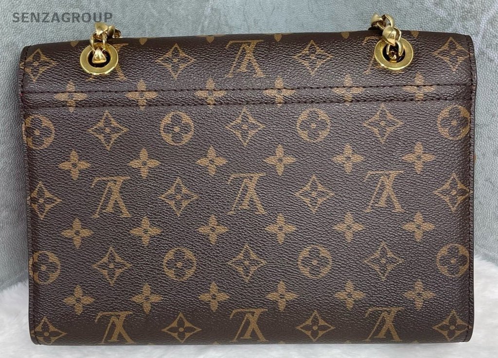 Louis Vuitton Monogram Chain Shoulder Bag Brown Red Used Women Classic Designer