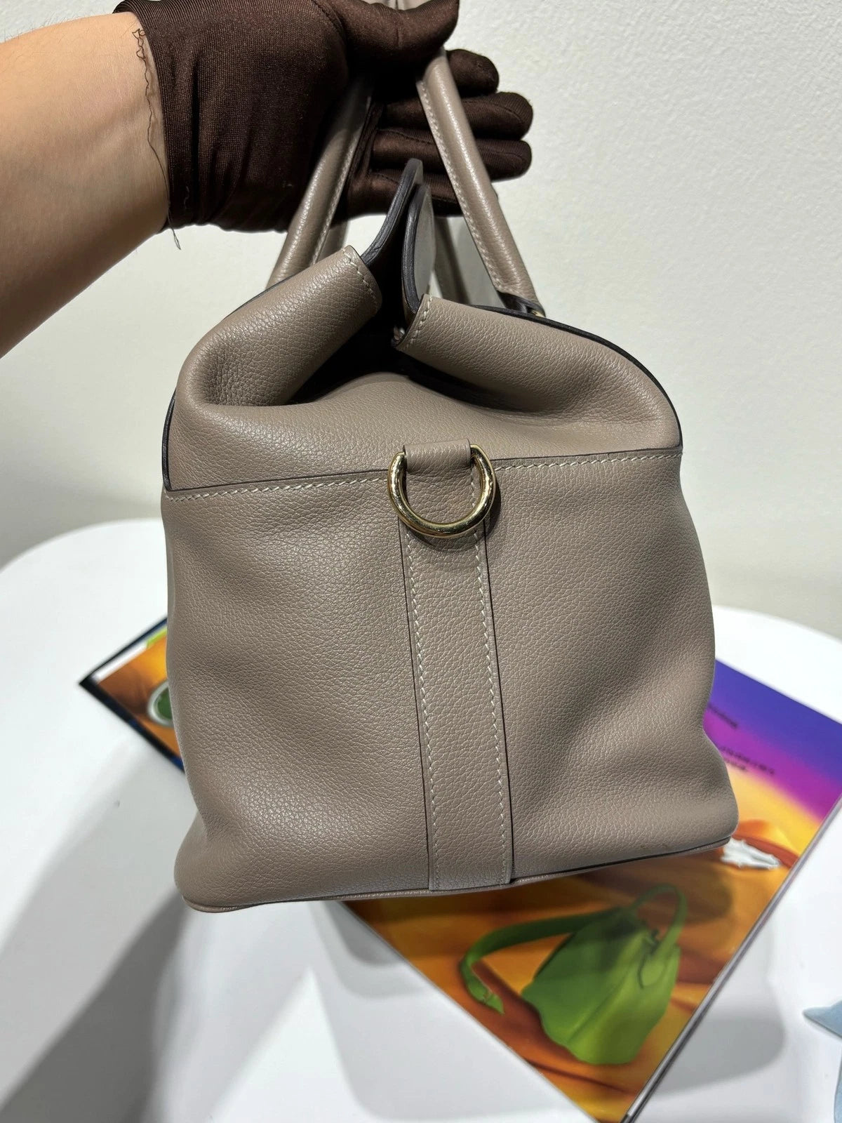 Hermes Toolbox 26 Evercolor Leather Gray Top Handle Bag For Women