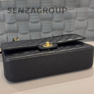 Chanel Classic Flap Black Gold Lambskin Medium Chain Shoulder Bag